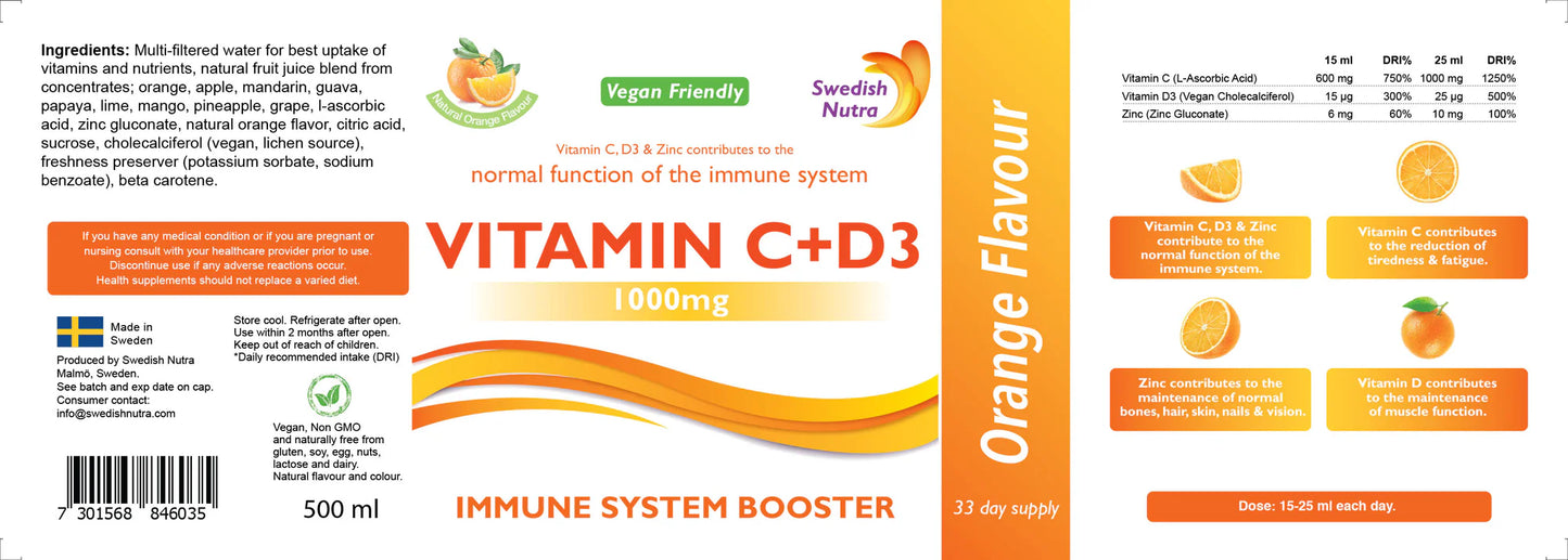Vitamin C+D3 33 day supply (500ml)